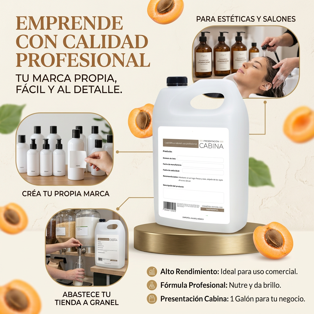 shampoo profesional hidratante de Chabacano alto rendimiento 1 galón