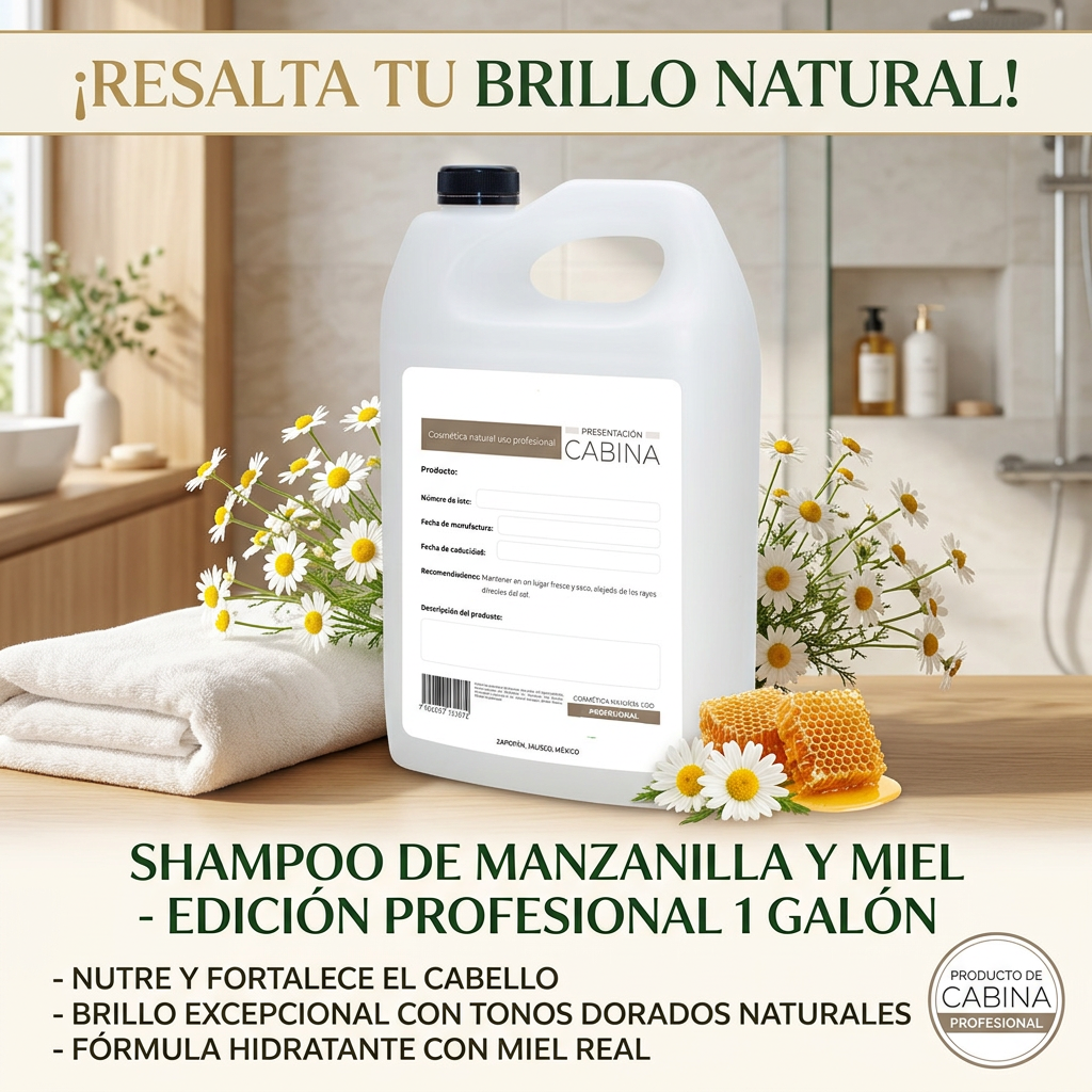 shampoo profesional hidratante de manzanilla y miel alto rendimiento 1 galón