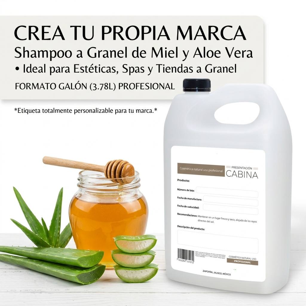 shampoo profesional hidratante de miel y aloe vera alto rendimiento 1 galón