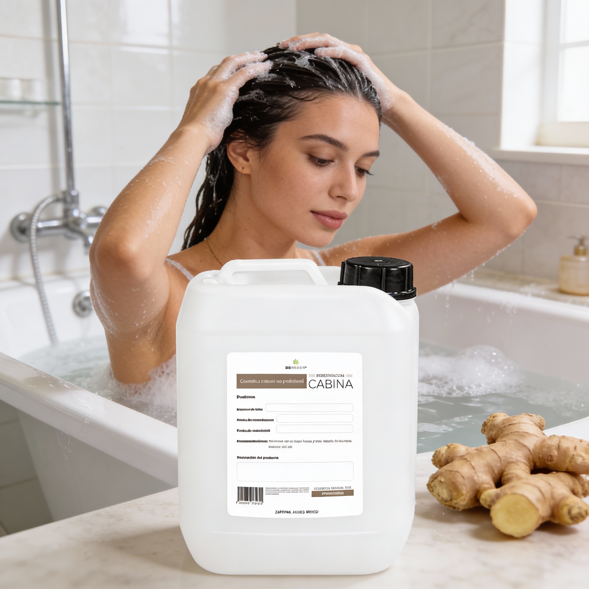 Shampoo de Jengibre 10 Litros Beohemp – Estimulante, Fortalecedor y Anticaída para Crecimiento Capilar Saludable