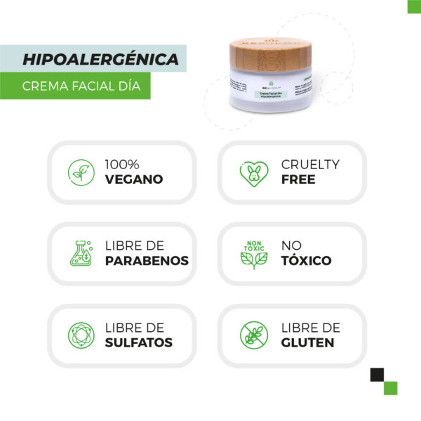 Crema de DIA  Hipoalergenica  con SPF15  Beohemp 50 g - Image 3