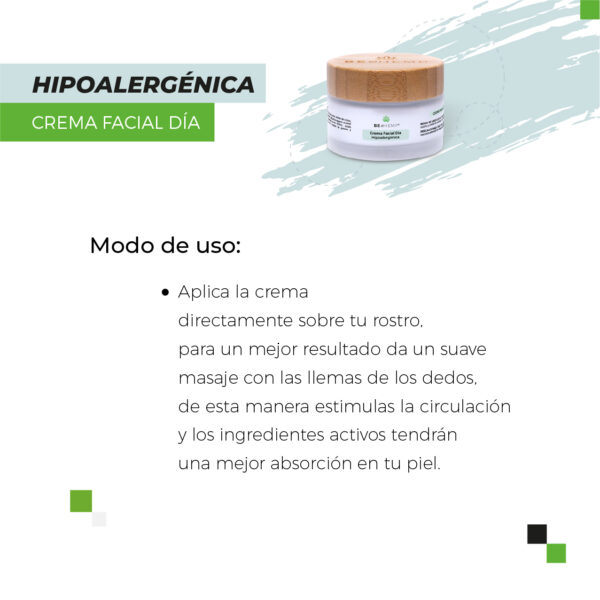 Crema de DIA  Hipoalergenica  con SPF15  Beohemp 50 g - Image 4