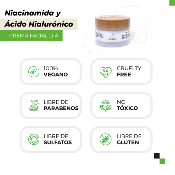 Crema facial DIA niacinamida y ácido hialurónico  con SPF15  Beohemp 50 g - Image 2