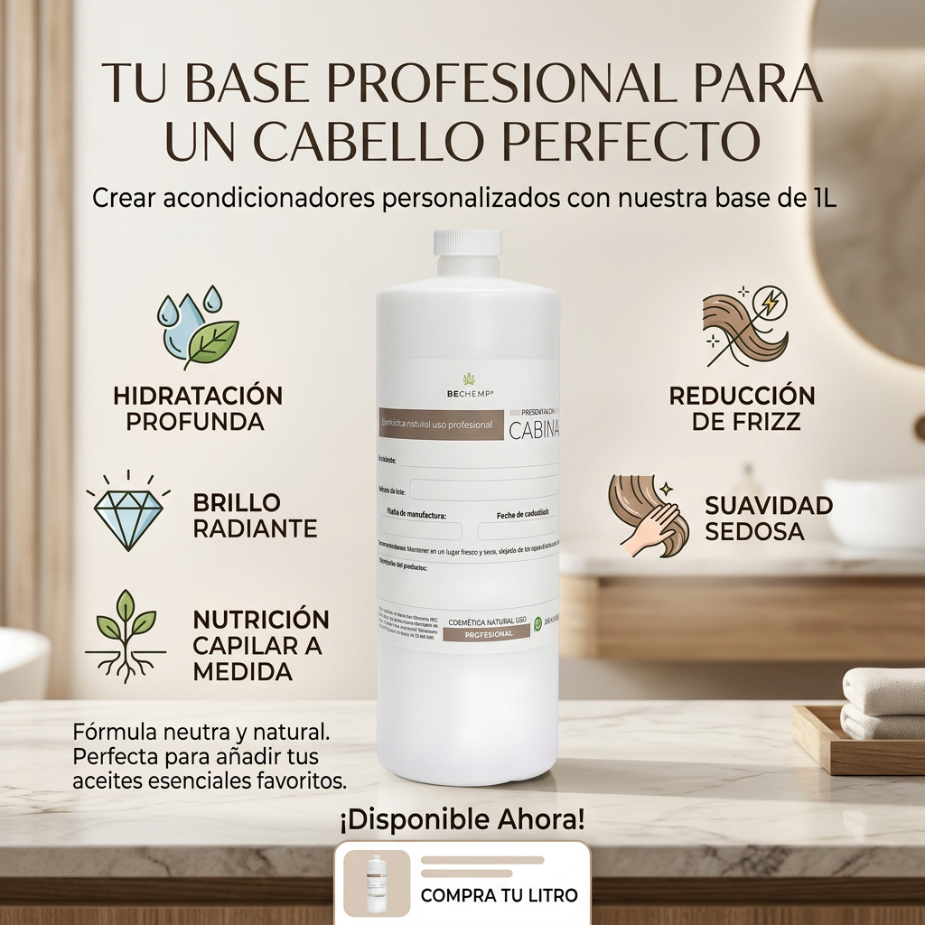 Acondicionador Base Vegano Profesional | 1 Litro | Brillo Extra, Nutrición e Hidratación | Biodegradable, Sin Parabenos, Para Todo Tipo de Cabello - Image 4
