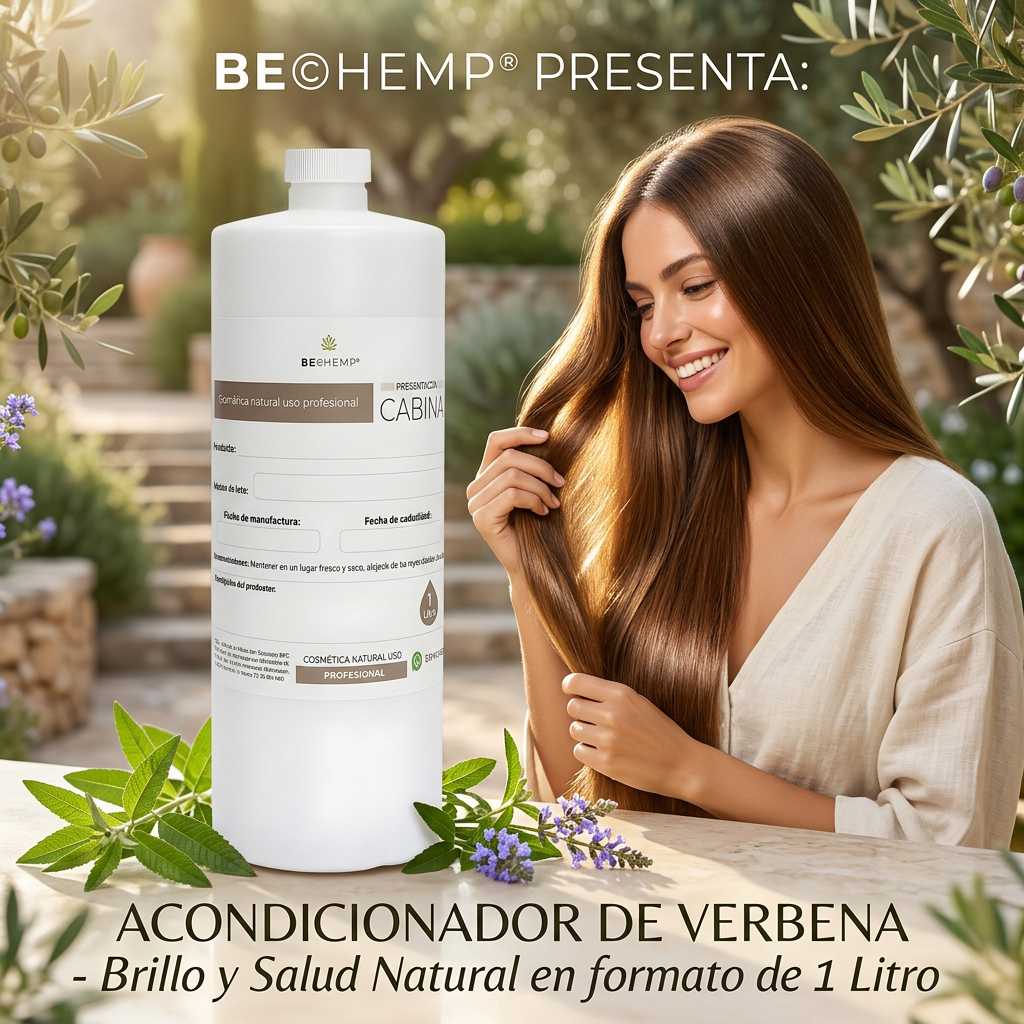 Acondicionador Vegano de Verbena Beohemp | 1 Litro | Extra Brillo, Nutrición e Hidratación | Biodegradable, Sin Parabenos ni Sulfatos | Para Todo Tipo de Cabello - Image 4