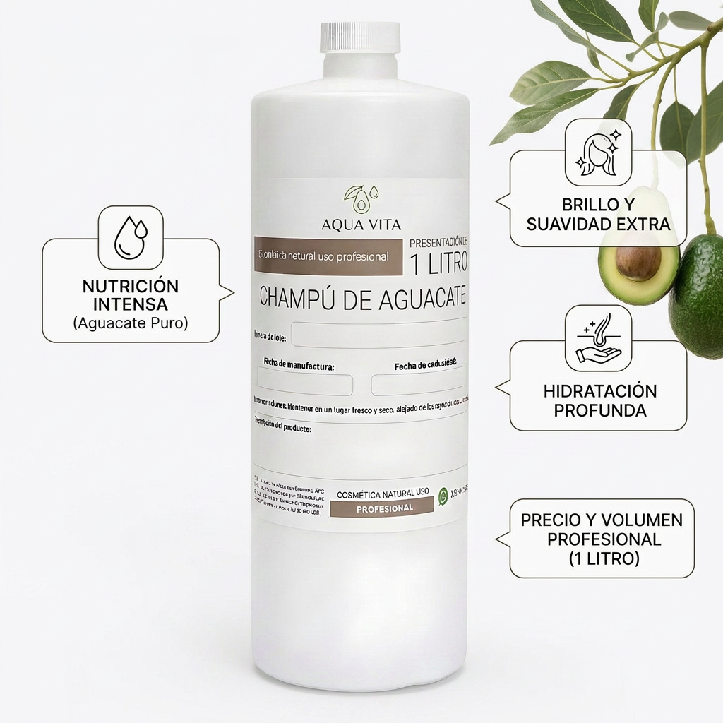 Shampoo Profesional 1 Litro Aguacate Hidratante Uso Diario Alto Rendimiento Beohemp - Image 4