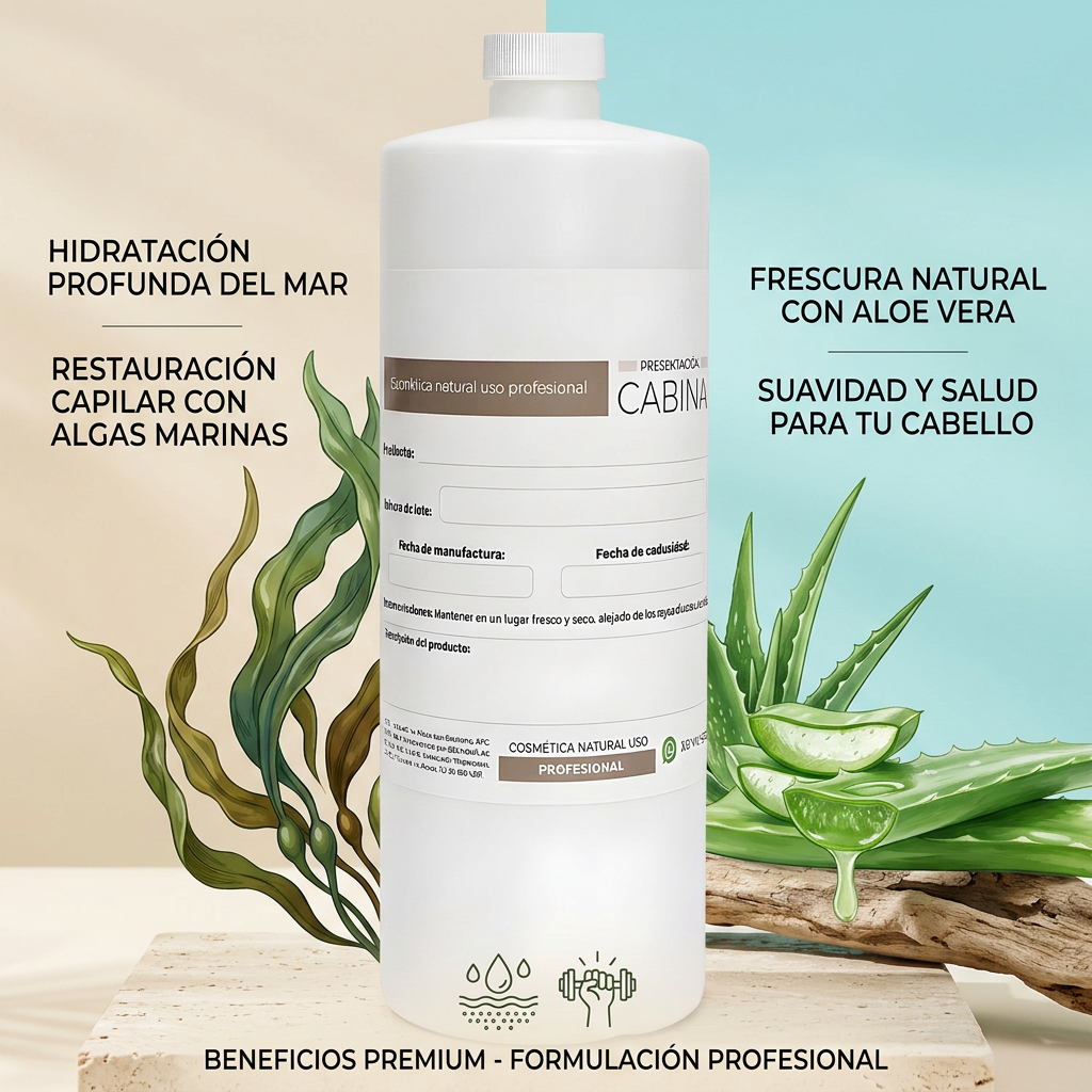 Shampoo Profesional 1 Litro algas marinas y aloe vera Hidratante Uso Diario Alto Rendimiento Beohemp - Image 2
