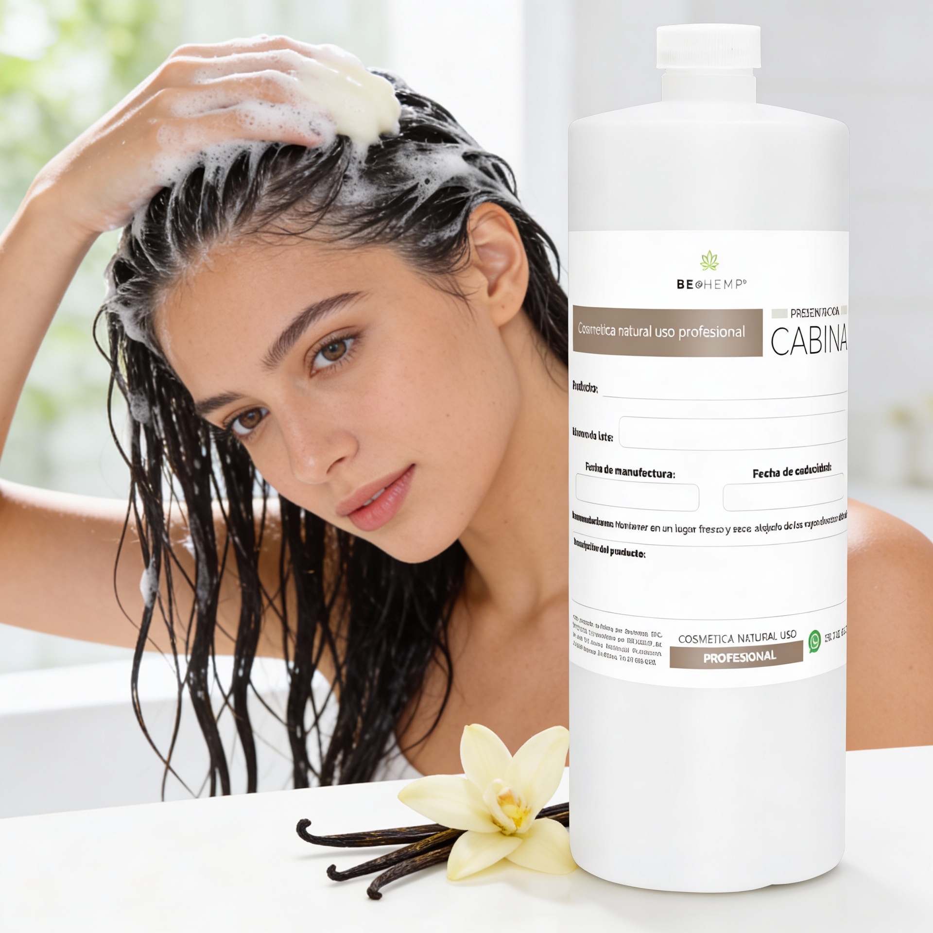 shampoo profesional hidratante de 1 litro para hotel y airbnb en dispensador refill envase sellado