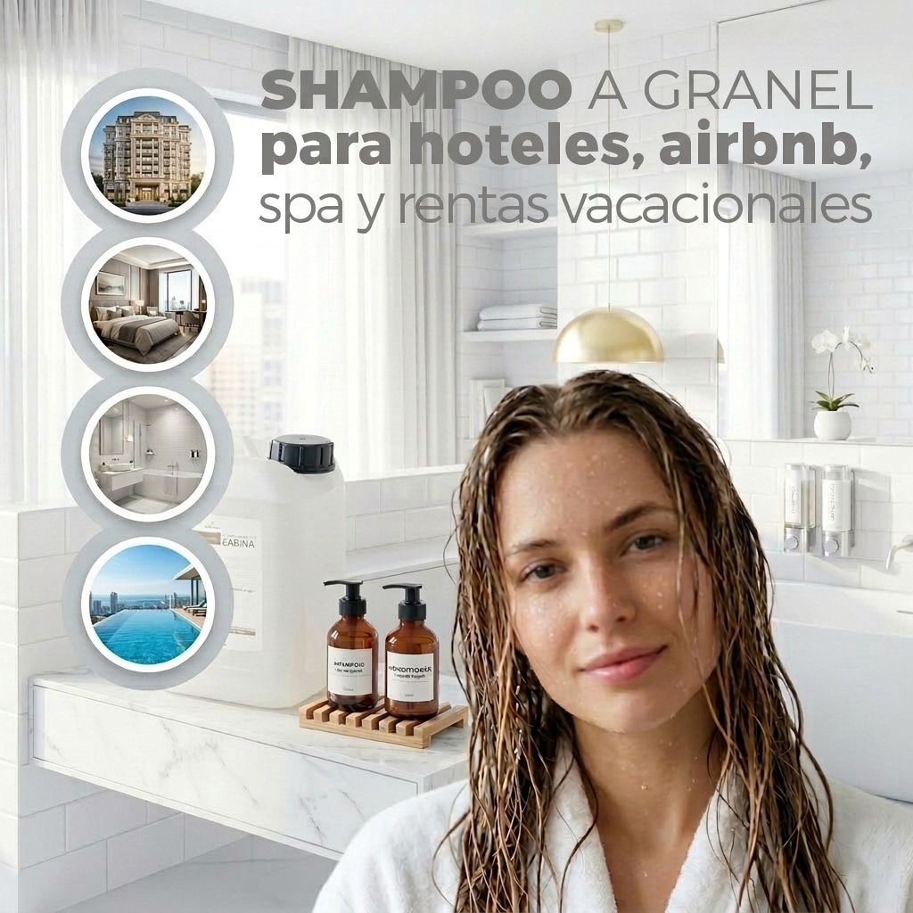 shampoo profesional hidratante de 1 litros para hotel y airbnb en dispensador refill envase sellado