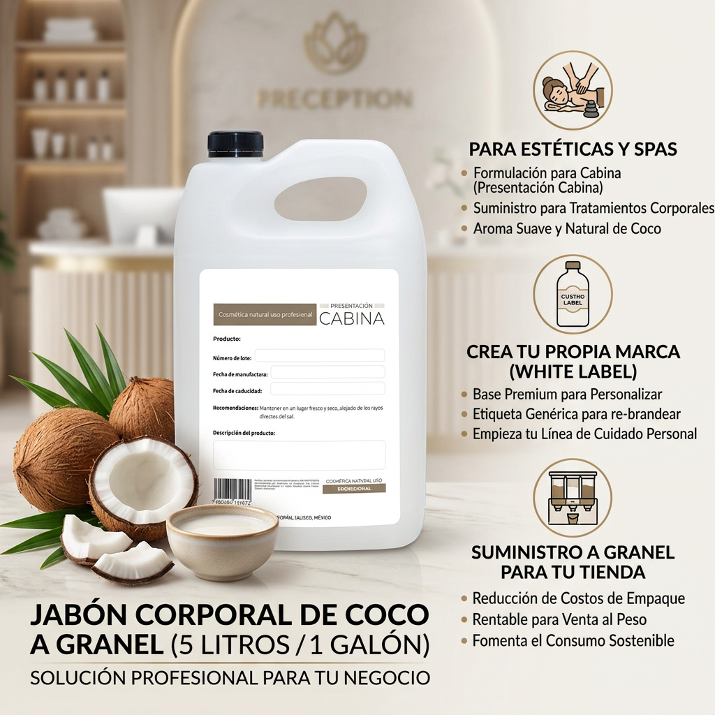 jabón corporal humectante de coco 1 galón