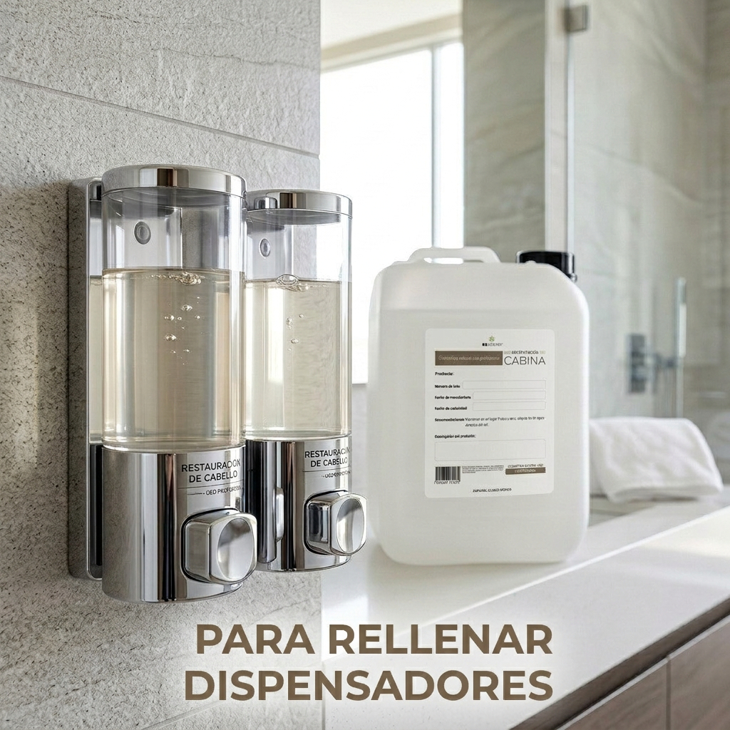 shampoo profesional hidratante de 1 litros para hotel y airbnb en dispensador refill envase sellado