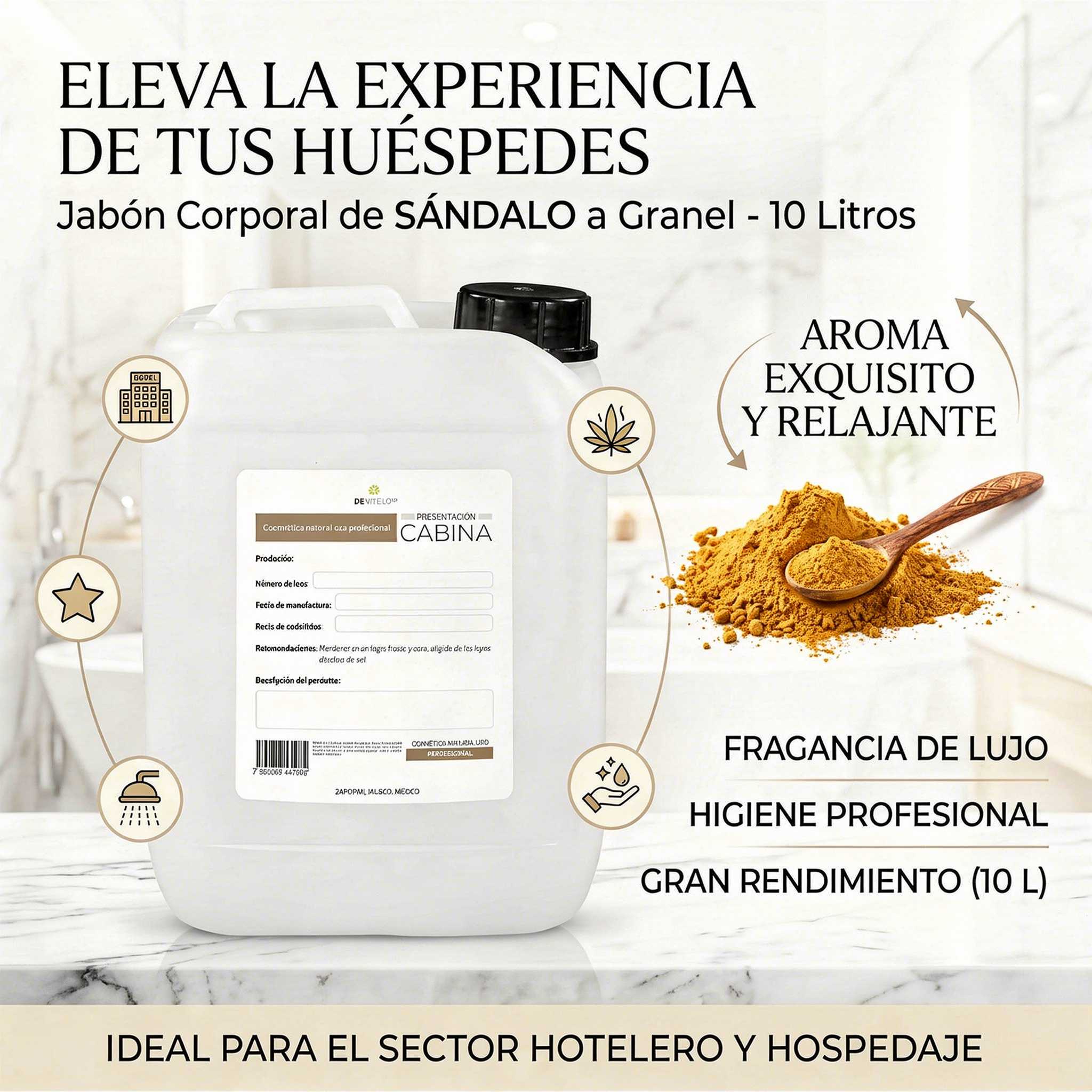 jabón corporal humectante de sandalo a granel 10 litros