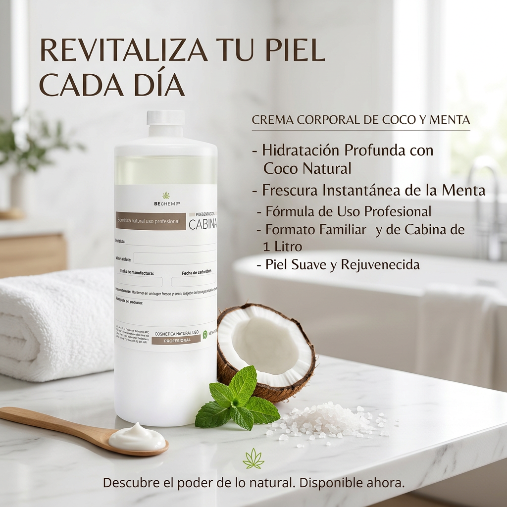 crema corporal hidratante coco y menta 1 litro