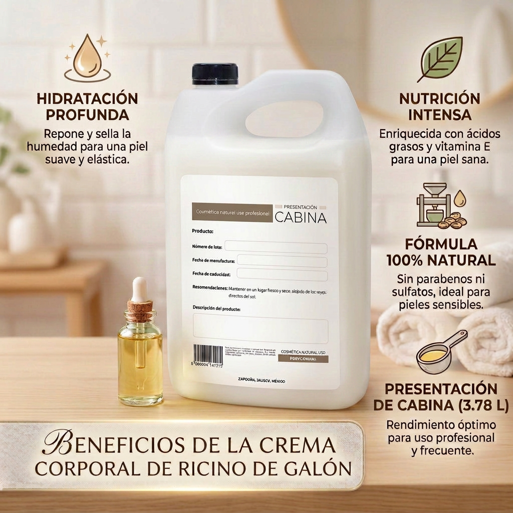 crema corporal hidratante de ricino 1 galón